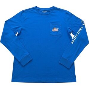 Vineyard Vines Boys Blue Lobster Bake Whale Long Sleeve Pocket T-Shirt Size L 16
